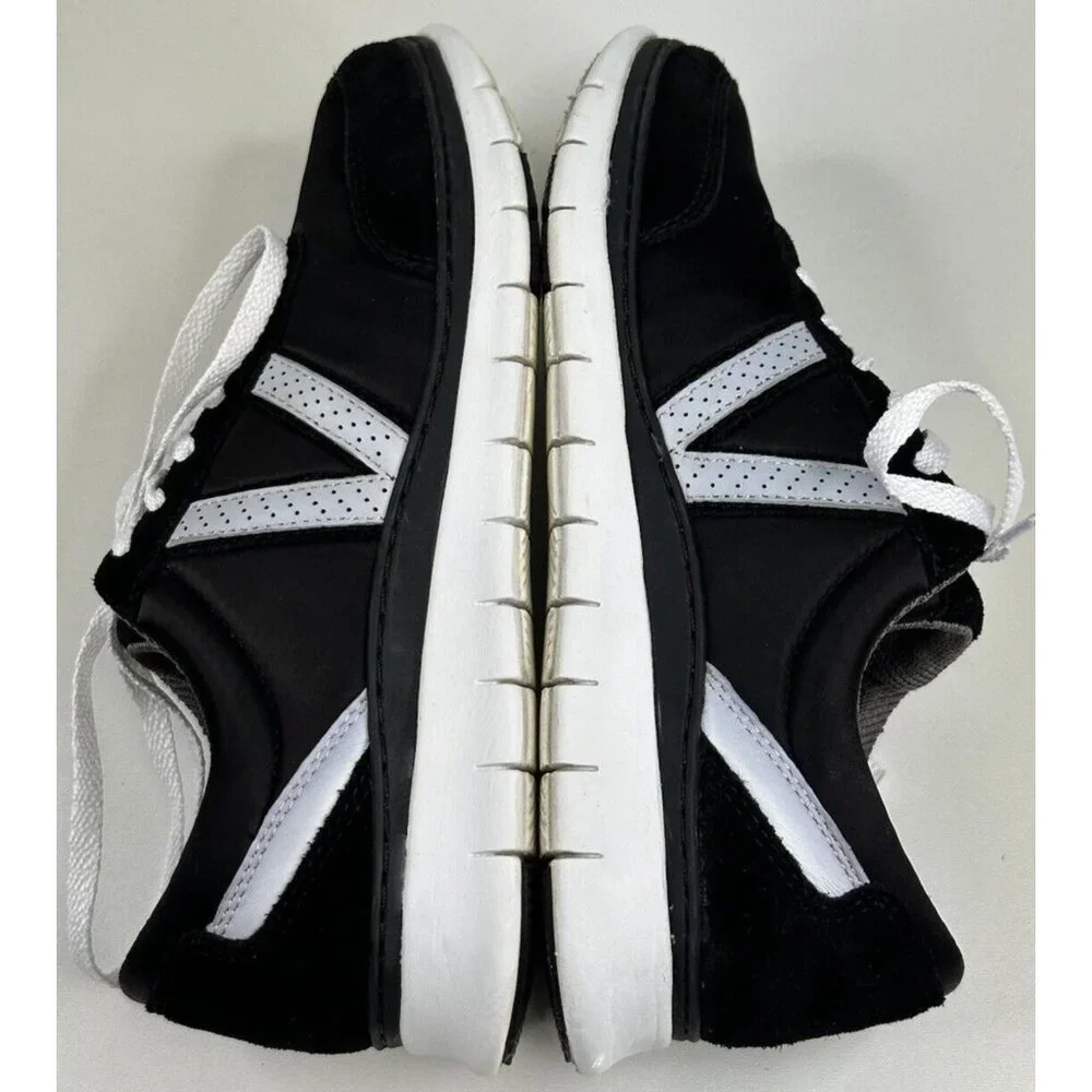 Vionic Nana Walking Shoes Sneakers Women’s 6 Black White Satin Suede Lace up - Picture 3 of 10